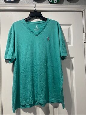 Psycho Bunny Men's V-Neck Tee in Teal Green
